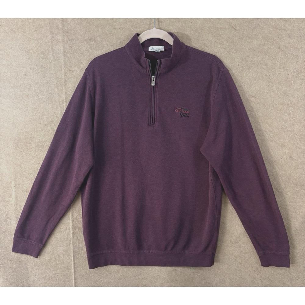 Peter Millar Crown Comfort Interlock Sweater Sz M‎ Purple 1/4 Zip Torrey Pines